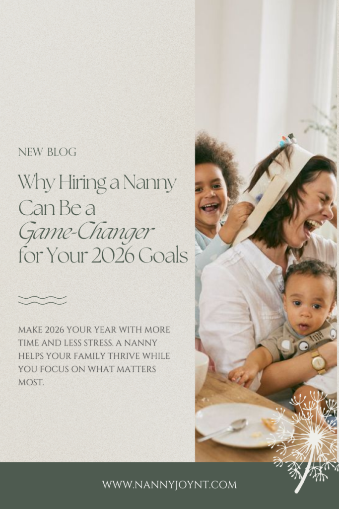 Parent smiling while a nanny plays with children in a home